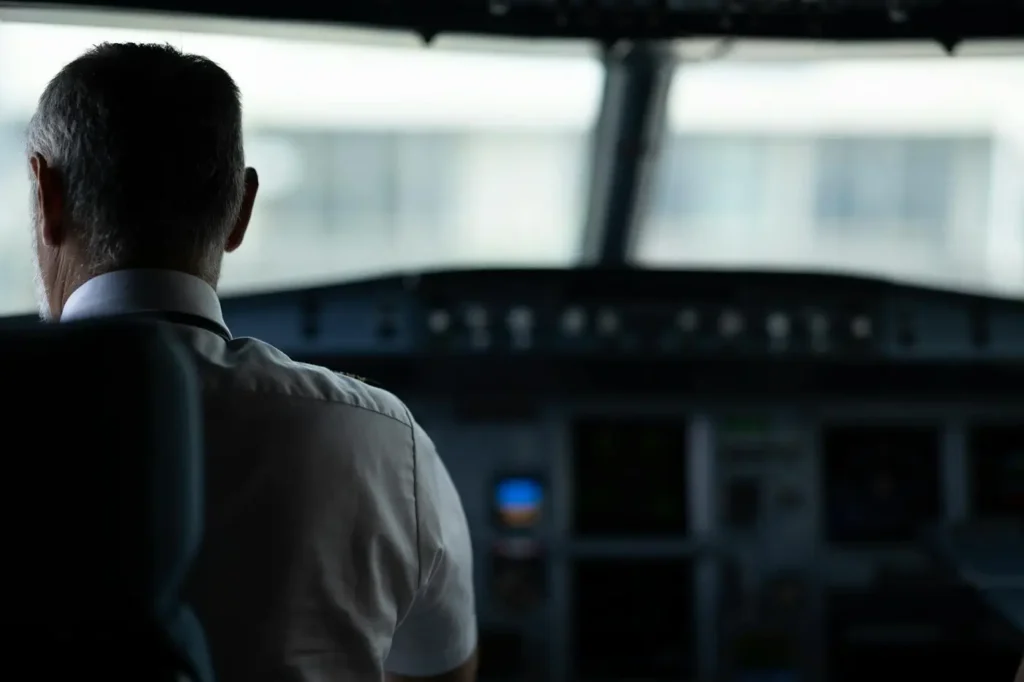 Un commandant de bord dans le cockpit